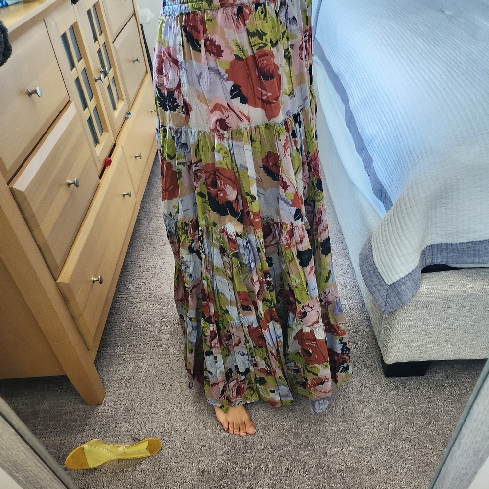 Floral Maxi 100% Cotton Skirt - Picture 2 of 9